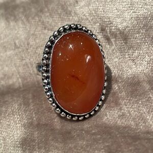 Natural Carnelian Oval Ring 7.75